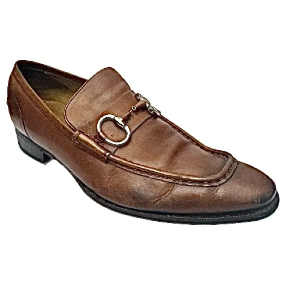 GUCCI Tan Leather Horsebit Loafers Men’s Size IT 8.5 / EU 42.5 / US 8.5